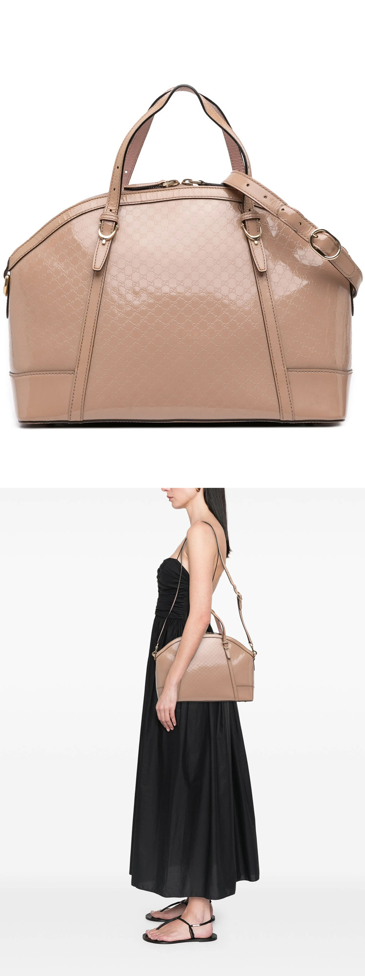 구찌 마이크로구찌시마 페이턴트 니스 돔 사첼 백 판매 이미지