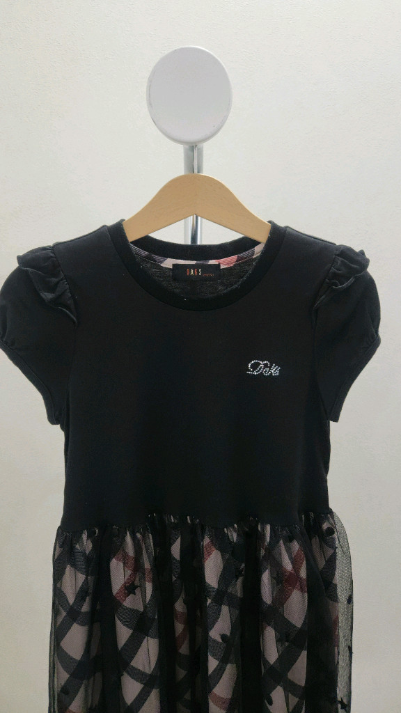 닥스 키즈 블랙 체크 튜튜 원피스 반팔 120 / 7Y 이미지