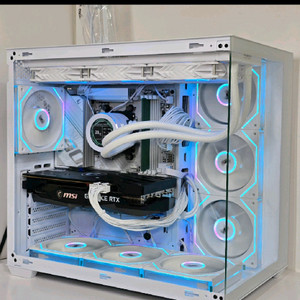 (새제품 반본체 수랭 화이트)9800X3D, B850M WIFI, 수랭쿨러, 방송게이밍컴퓨터본체 이미지