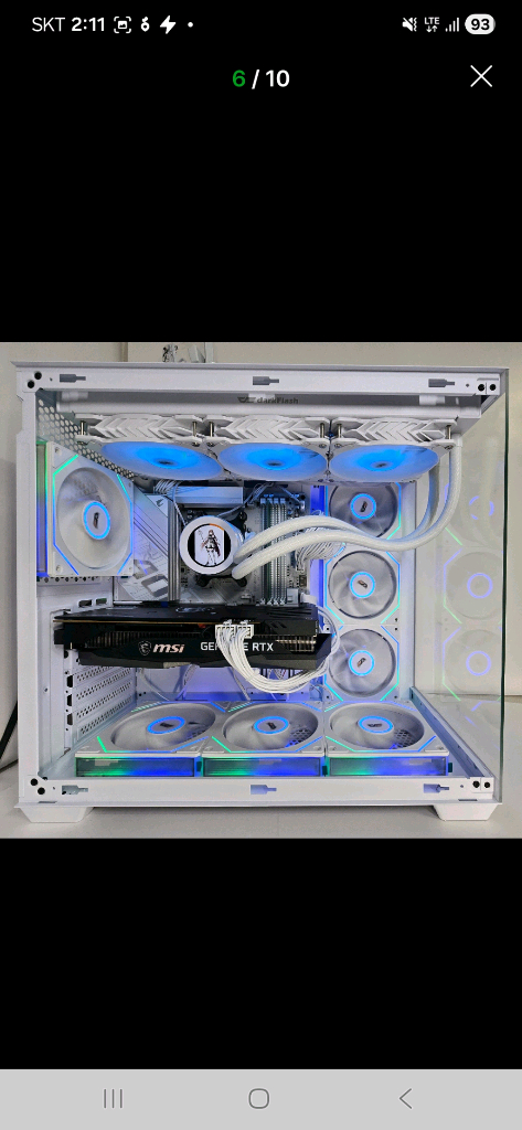 (새제품 반본체 수랭 화이트)9800X3D, B850M WIFI, 수랭쿨러, 방송게이밍컴퓨터본체 이미지