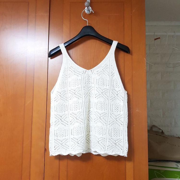 에잇세컨즈 레이어드 크로셰 니트 뷔스티에 조끼 베스트 아이보리 90 M사이즈 이미지