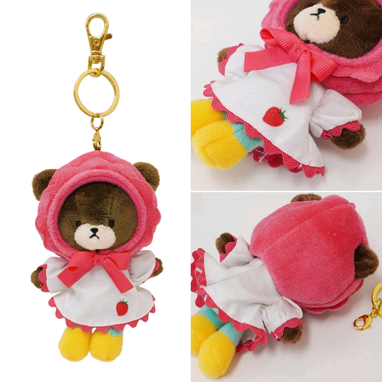 꼬마 곰 재키 딸기 베어스스쿨 마스코트 키링 키홀더 쿠마노각코 인형 이미지