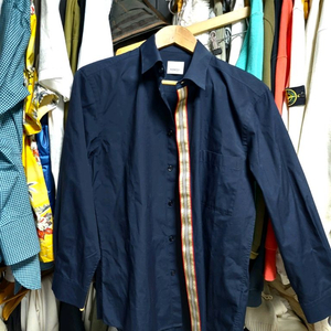 버버리 네이비 아이콘 스트라이프 셔츠 m 이미지