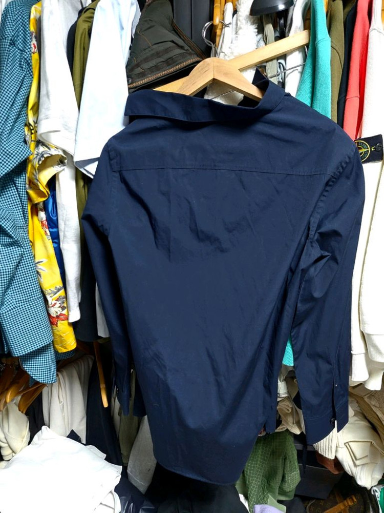 버버리 네이비 아이콘 스트라이프 셔츠 m 이미지