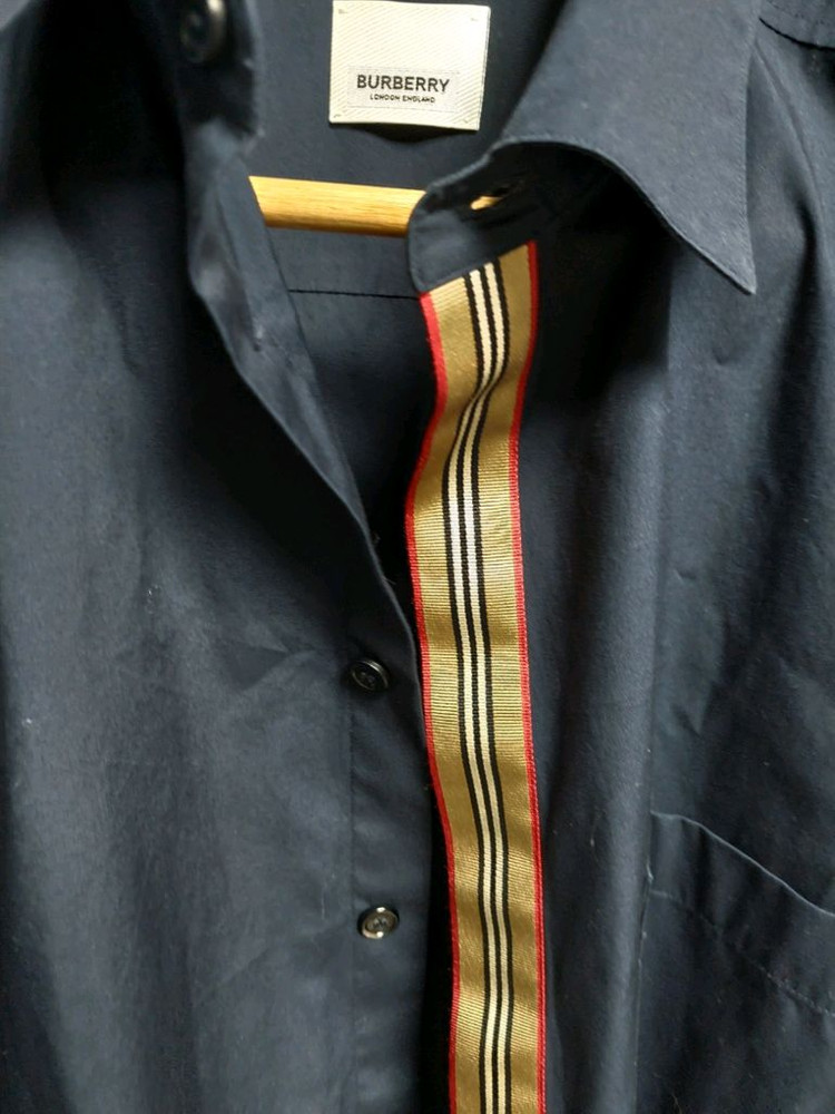 버버리 네이비 아이콘 스트라이프 셔츠 m 이미지