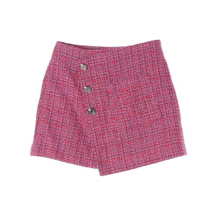 마쥬 레드 핑크 체크 버튼 랩 미니 트위드 스커트 치마 이미지