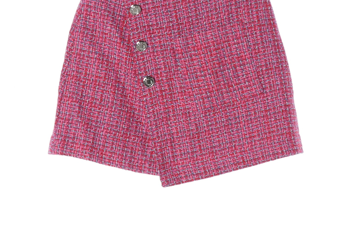 마쥬 레드 핑크 체크 버튼 랩 미니 트위드 스커트 치마 이미지