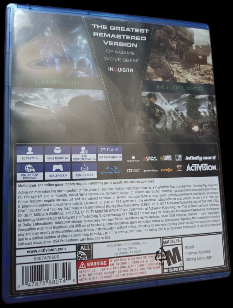 플스4 ps4 콜오브듀티 모던워페어 리마스터 (북미) 이미지