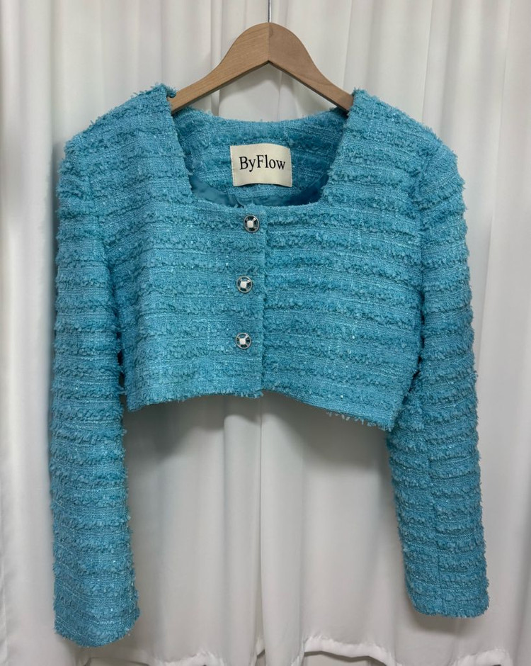 [새상품] by flow 스퀘어넥 트위드 크롭 자켓 이미지