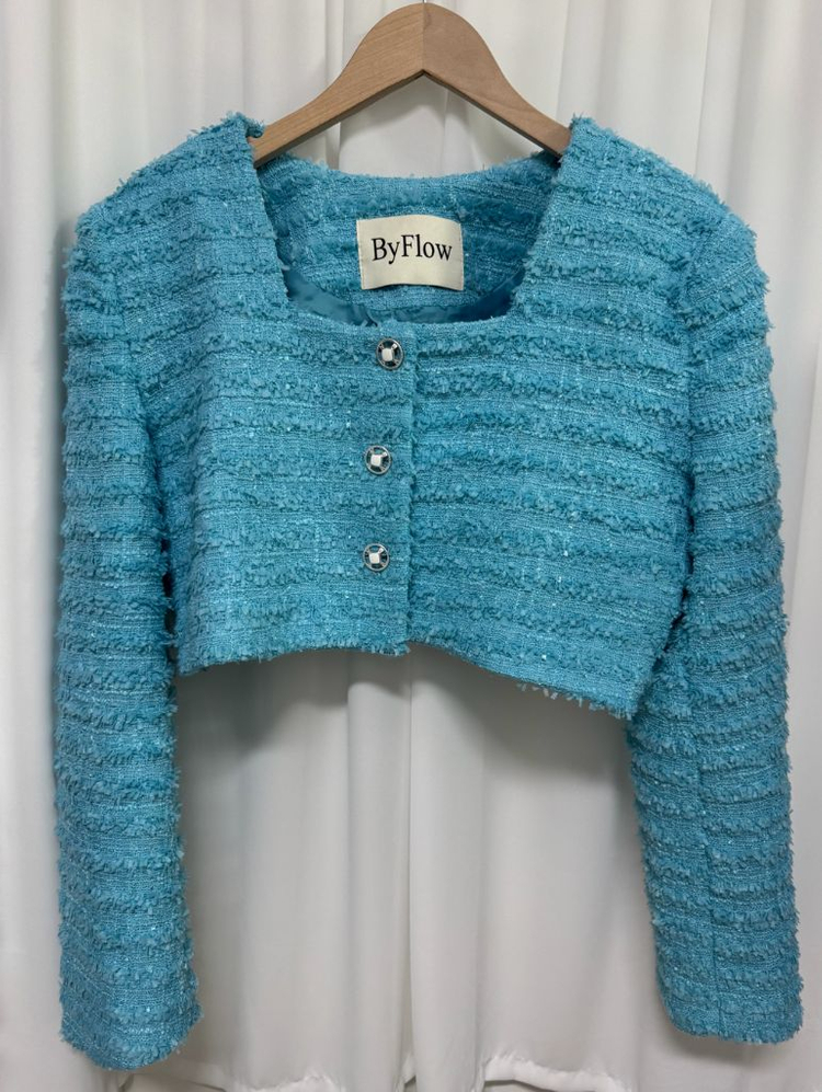 [새상품] by flow 스퀘어넥 트위드 크롭 자켓 이미지