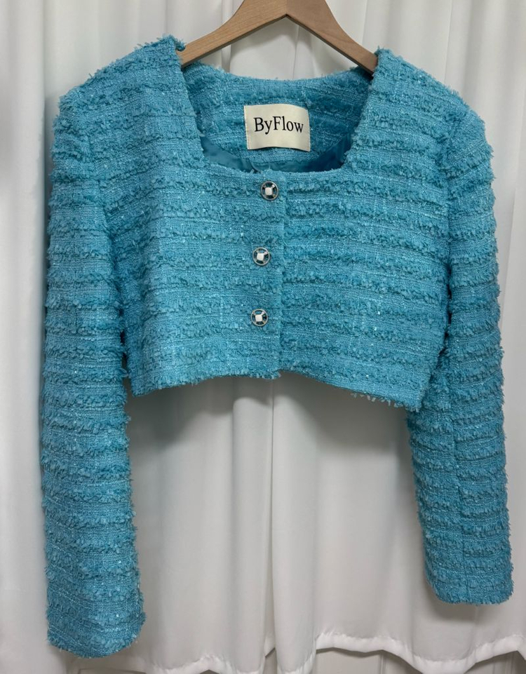 [새상품] by flow 스퀘어넥 트위드 크롭 자켓 이미지