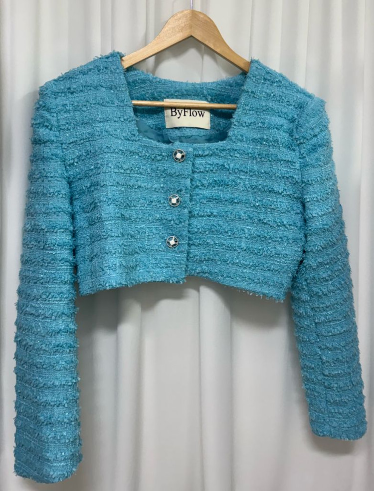 [새상품] by flow 스퀘어넥 트위드 크롭 자켓 이미지