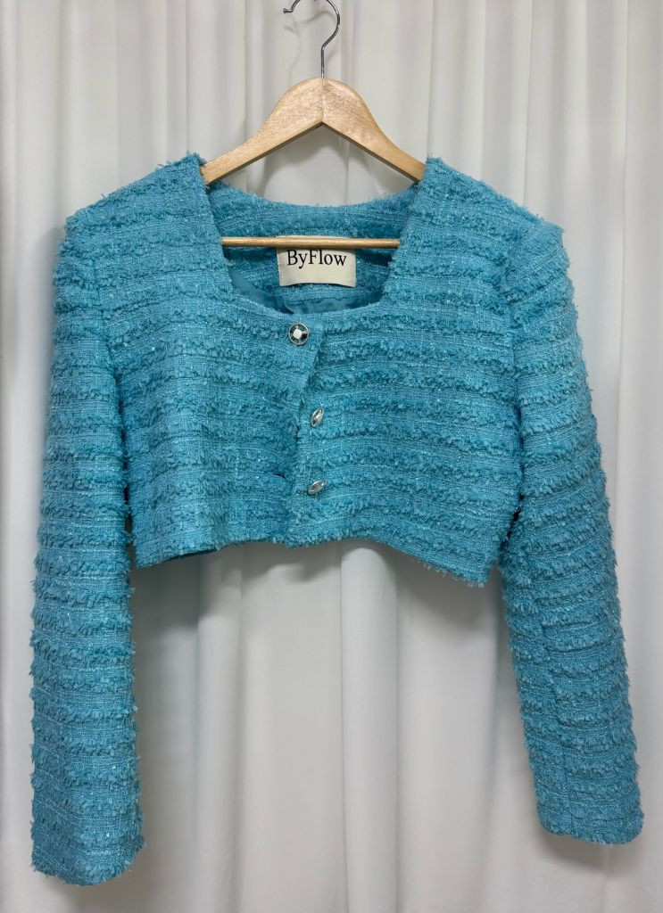 [새상품] by flow 스퀘어넥 트위드 크롭 자켓 이미지