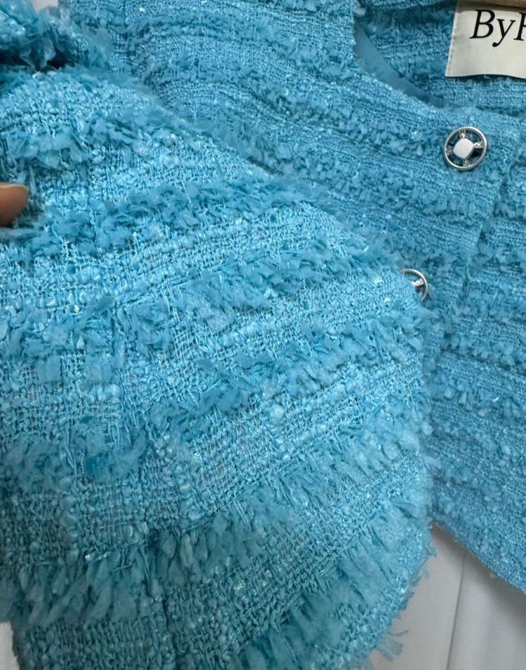 [새상품] by flow 스퀘어넥 트위드 크롭 자켓 이미지