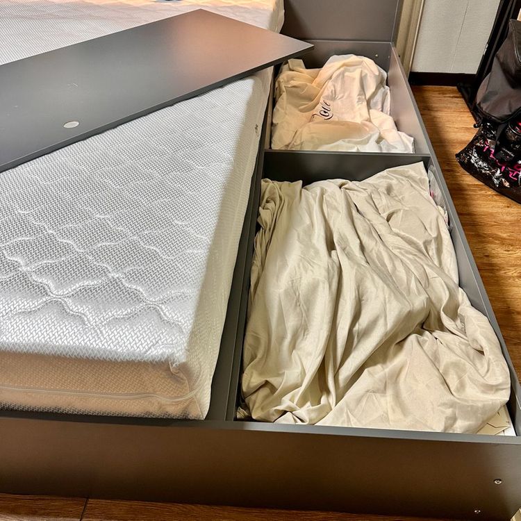 (퀸)LED 수납형 스마트 독립형 침대프레임 매트리스 세트 이미지