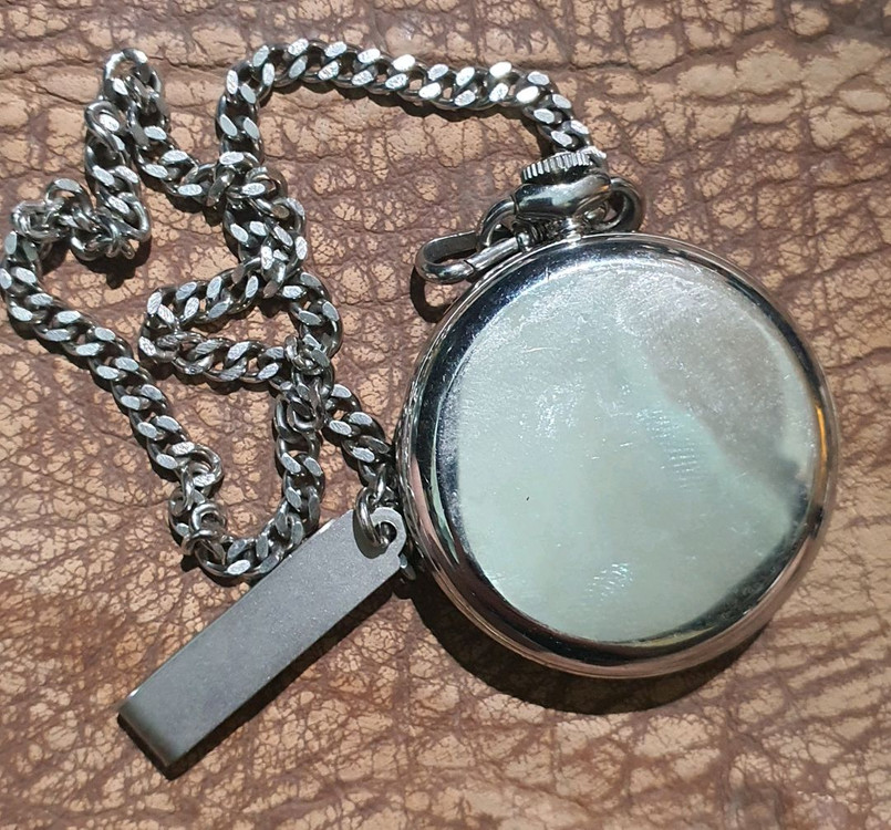 JUNGHANS 포켓 워치 빈티지 오픈 페이스 쿼츠 앤티크 체인 이미지