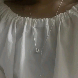 ouv우브 뱀줄 슬라이딩 은볼 롱 목걸이 이미지