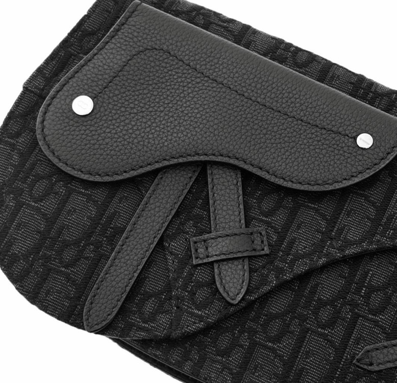 DIOR 디올 남성 오블리크 자카드 메신저 새들백 파우치 크로스백 블랙 이미지