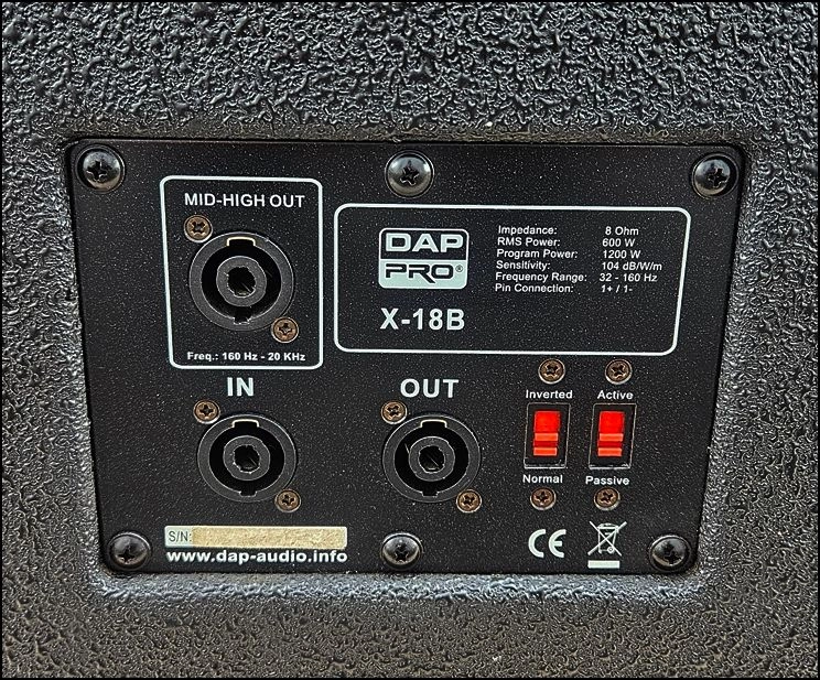 DAP PRO X-18B 중고 18인치 패시브 서브우퍼 이미지