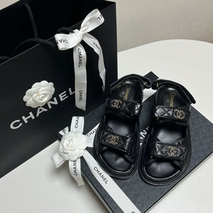 [백화점새상품풀셋] 샤넬 벨크로 샌들 캐비어 37 (240) 이미지