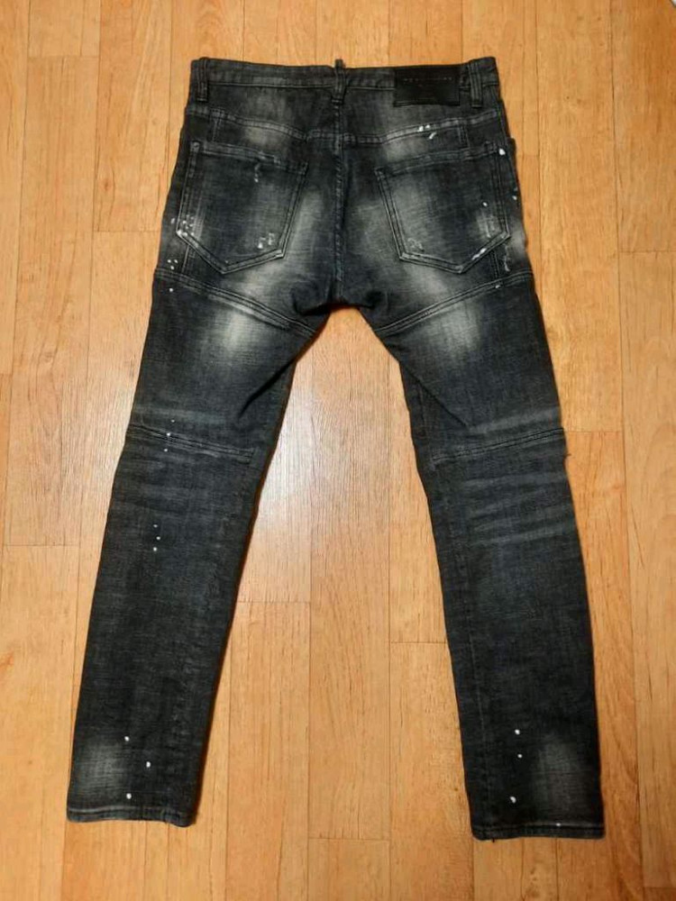 정품,새옷수줏)디스퀘어드2 남성 데미지 워싱 페인팅 블랙 스판 청바지,33인치 이미지