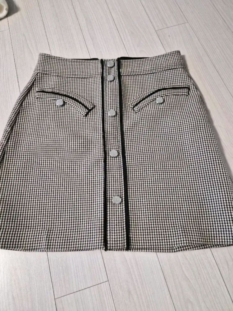 마쥬(Maje) 정품 하운드투스 체크 버튼 미니 스커트 이미지