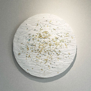 원형 금박 텍스처 아트 바다 물결 윤슬 추상 그림액자 이미지