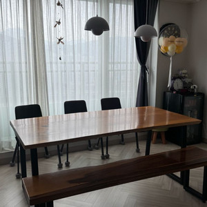 원목 1800 테이블 의자 벤치 세트 이미지