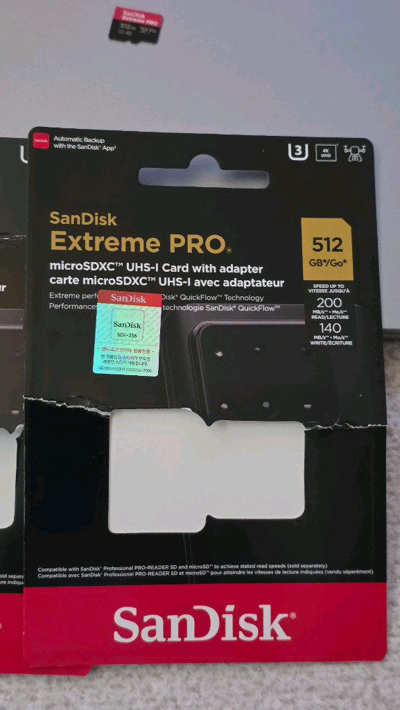 샌디스크 Extreme Pro 512GB 마이크로 SD카드 (전용 리더기 포함) 이미지