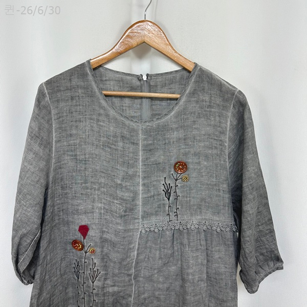 생활한복 여자 면 원피스 그레이 FREE 이미지