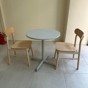카페 음식점 식당 2인용 원형 테이블 의자 세트 이미지