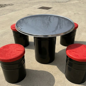 포차 포장마차 음식점 식당 수납 의자 원형 깡통테이블 세트 고기집 이미지