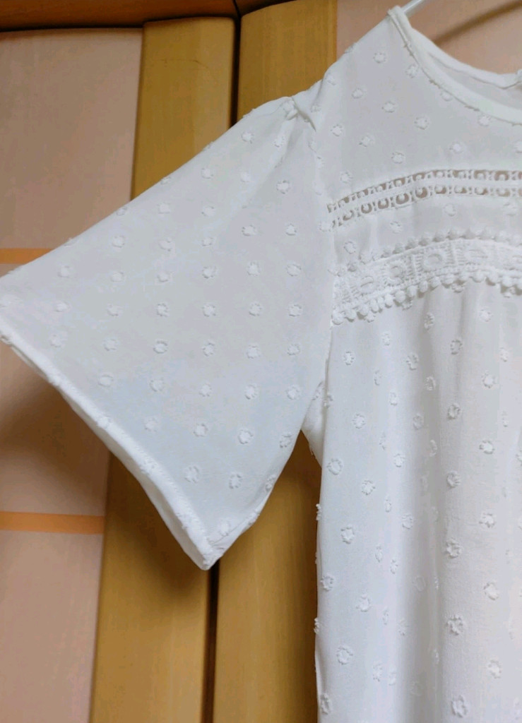 펀칭 레이스 반팔 블라우스 77사이즈 (새상품) 이미지