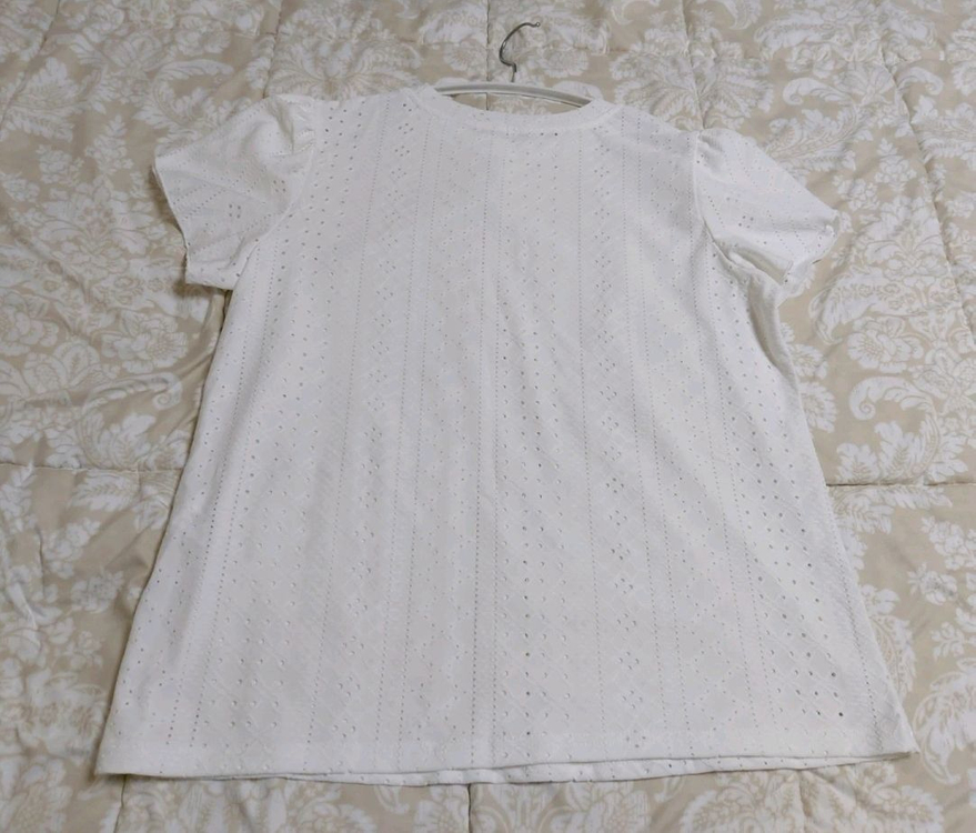 레이스 반팔 블라우스 아이보리 77사이즈 (새상품) 이미지