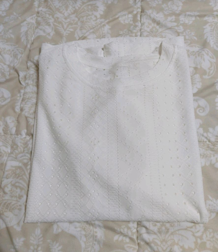 레이스 반팔 블라우스 아이보리 77사이즈 (새상품) 이미지
