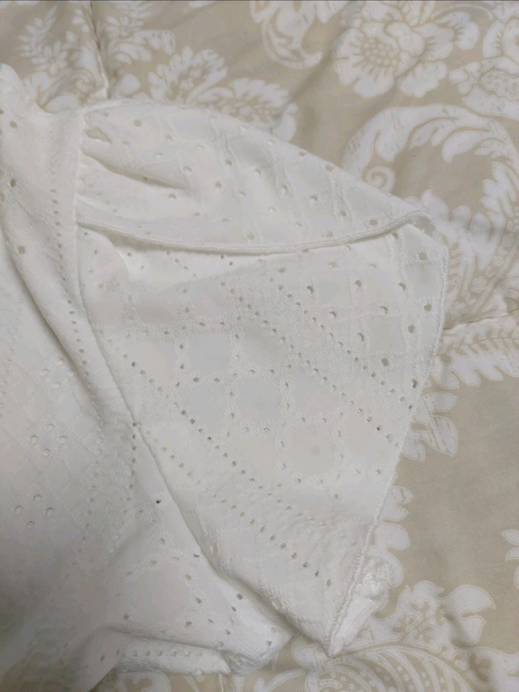레이스 반팔 블라우스 아이보리 77사이즈 (새상품) 이미지