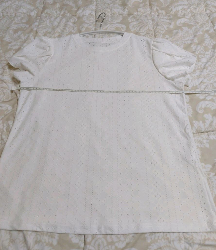레이스 반팔 블라우스 아이보리 77사이즈 (새상품) 이미지