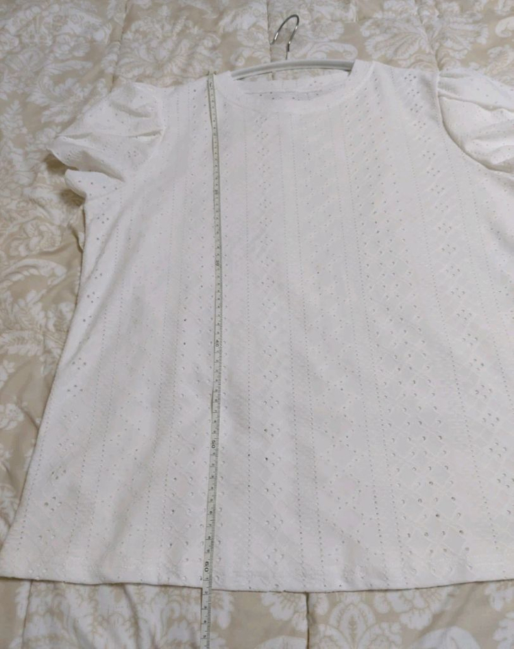 레이스 반팔 블라우스 아이보리 77사이즈 (새상품) 이미지