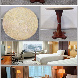 원목 대리석 원형 다이닝 테이블 이미지