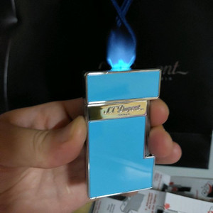 [새상품,풀세트] 듀퐁라이터 슬리미 신형 터보 ca028007 라이트 블루 쌍불 듀퐁 라이타 이미지