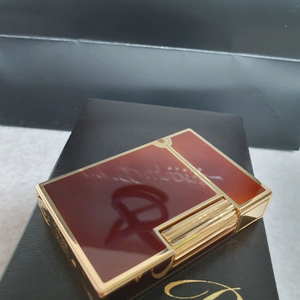 [새상품,풀세트] 듀퐁라이터 라인2 ca15576 클래식 마룬 래커 골드 듀퐁 라이타 이미지