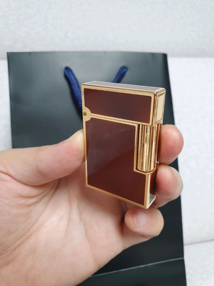 [새상품,풀세트] 듀퐁라이터 라인2 ca15576 클래식 마룬 래커 골드 듀퐁 라이타 이미지