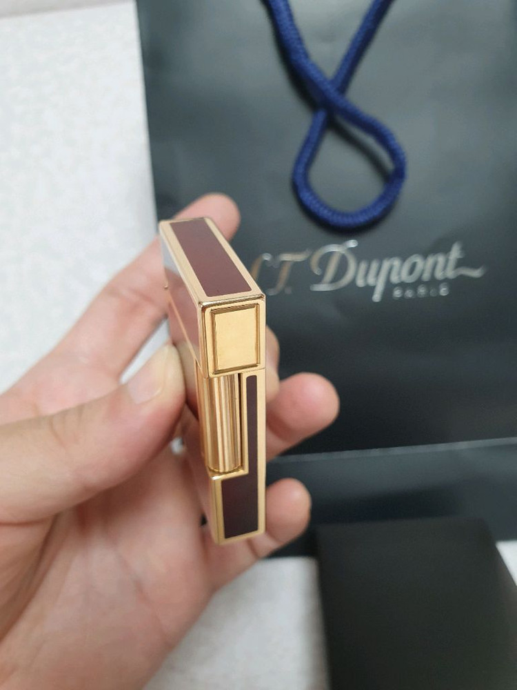 [새상품,풀세트] 듀퐁라이터 라인2 ca15576 클래식 마룬 래커 골드 듀퐁 라이타 이미지