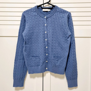(새제품)지오다노12gg케이블 크루넥포켓가디건.블루. M사이즈 이미지