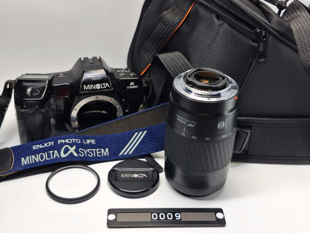 빈티지 필름카메라 풀세트/미놀타 a7700i 75-300mm 망원렌즈 스트랩 카메라가방 레트로 필카 감성 사진 앤틱 이미지