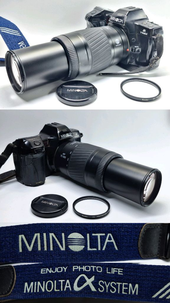 빈티지 필름카메라 풀세트/미놀타 a7700i 75-300mm 망원렌즈 스트랩 카메라가방 레트로 필카 감성 사진 앤틱 이미지