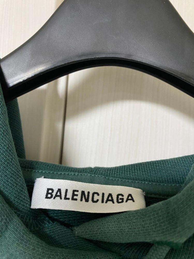 [M] 발렌시아가 백로고 후드 그린 이미지