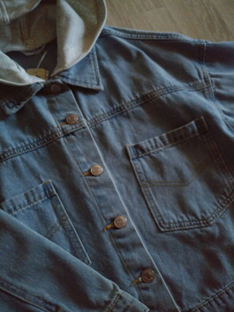 150~155 새상품 에꼴리에 후드 데님,청쟈켓 이미지