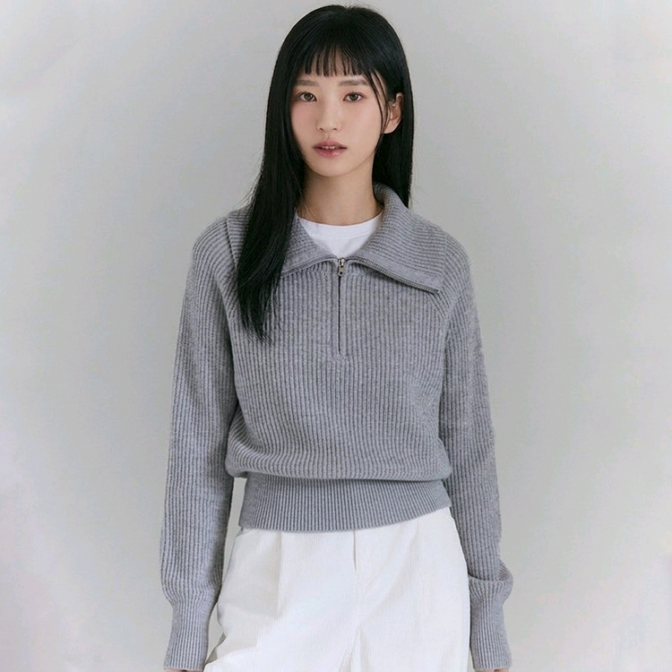 스파오 반집업 니트 스웨터 S / 하찌 하프넥 리브드 카라 소프트얀 지그재그 에이블리 탑텐 유니클로 무신사 이미지