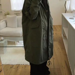 남녀공용 카키색 롱 야상점퍼 이미지